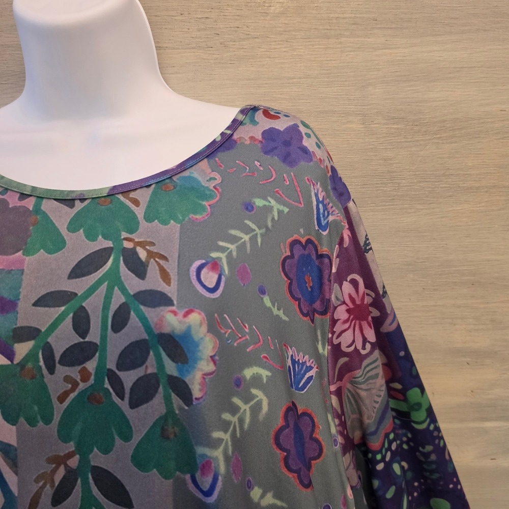 Multicolor Abstract Floral Print Long Sleeve Full Length Maxi Dress Size 5XL GC - Picture 3 of 9